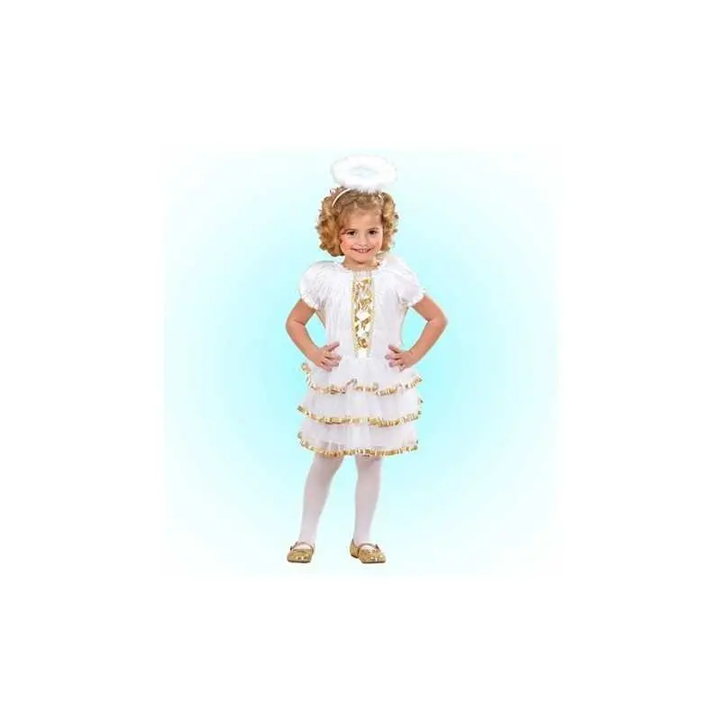 ROBE ENFANT ANGE BLANC ET OR 3-4