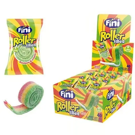 FINI ROLLER SOUR FILLED RAINBOW AND CREAM