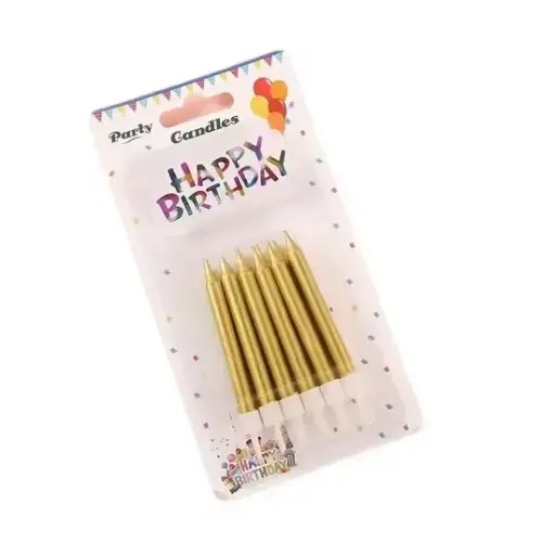 CANDLES BIRTHDAY GOLD 12PCS